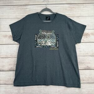 Laurel Burch Artistic Apparel 3 Cats T-Shirt Womens XXL Blue Stretch